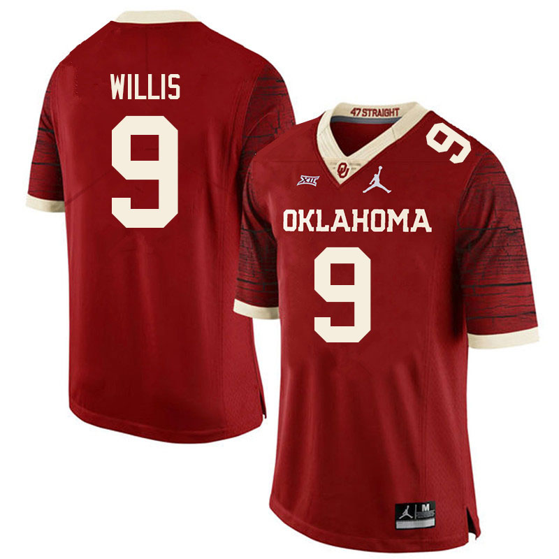 Men #9 Brayden Willis Oklahoma Sooners College Football Jerseys Sale-Retro - Click Image to Close